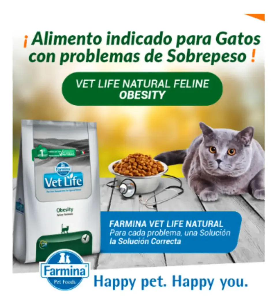 Vet Life Alimento Gatos Obesos Obesity 2kg. Np 5