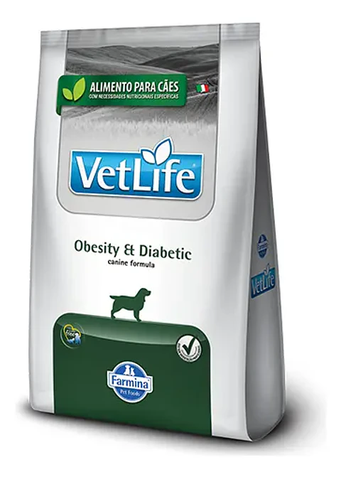 Vet Life Alimento Natural Canine Obesity & Diabetic para perro adulto de raza mini y pequeña sabor pescado de 2 kg