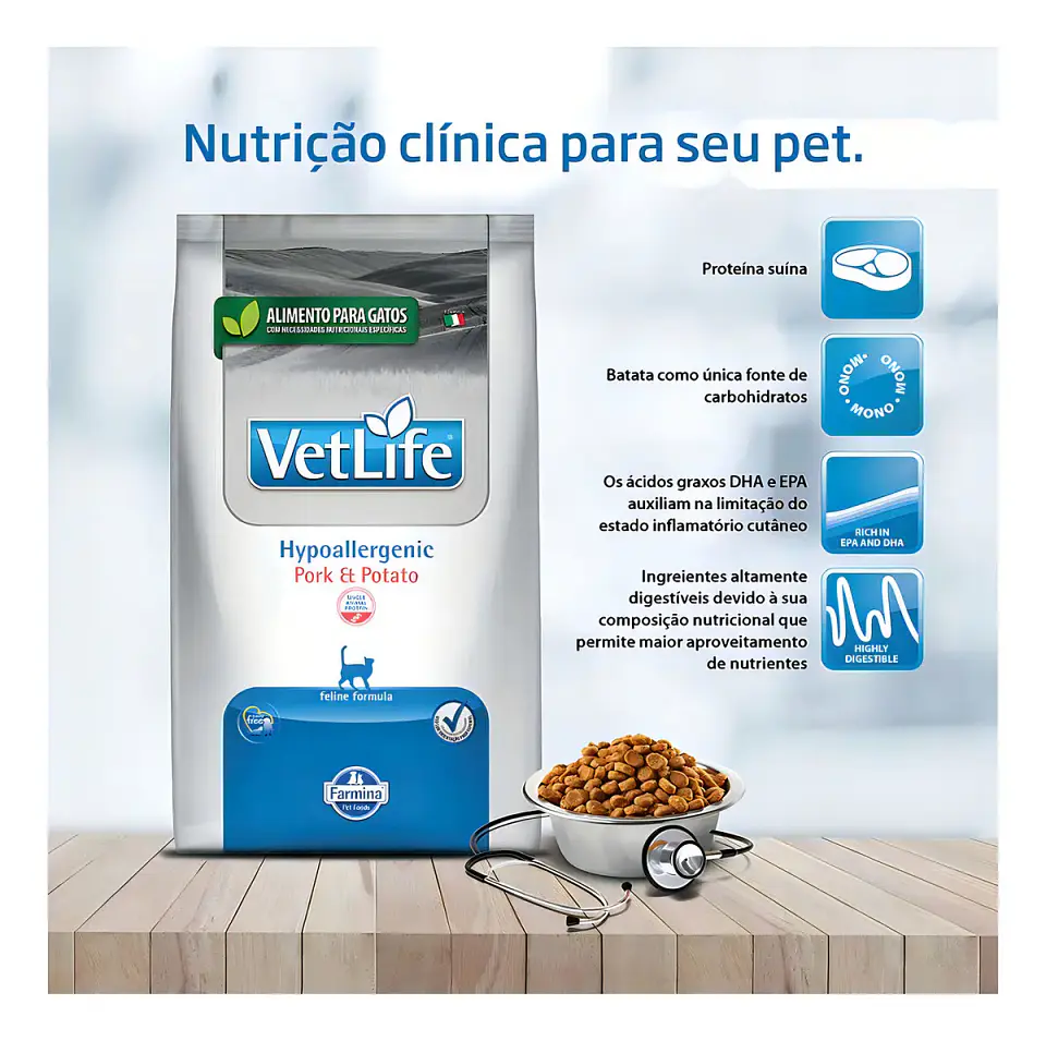 Vet Life Alimento Hipoalergénico Gato-cerdo Y Papa- 400 Gr - Vetlife 2
