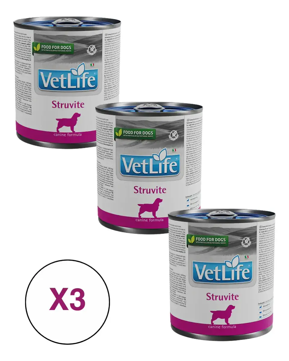 Vet Life 3 Latas Struvite Perro 300 Gr C/u - Total 900 Gr 1
