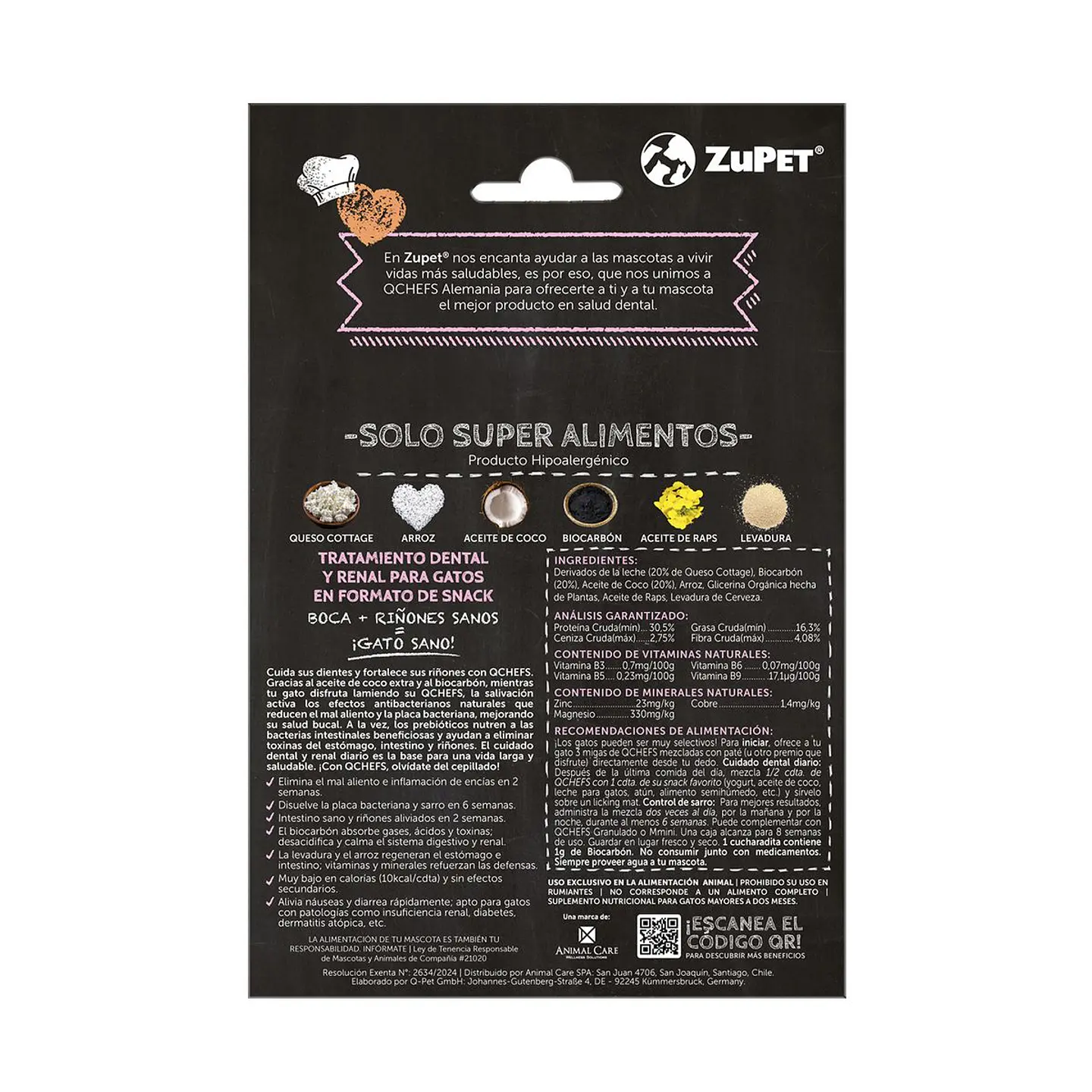 Zupet Tratamiento Dental Gato-qchefs-biocarbon-70 Gr 2