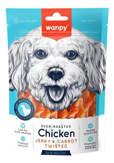 Wanpy Snack Premium Perro-pollo Chicken Jerky Carrot-100 Gr