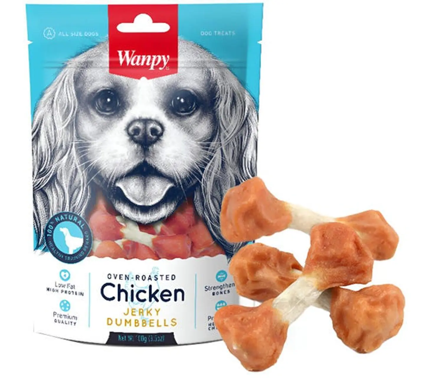 Wanpy Chicken Jerky Dumbbells 100gr -snack Para Perro 1