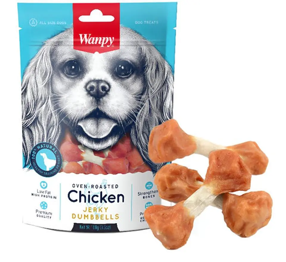 Wanpy Chicken Jerky Dumbbells 100gr -snack Para Perro 1