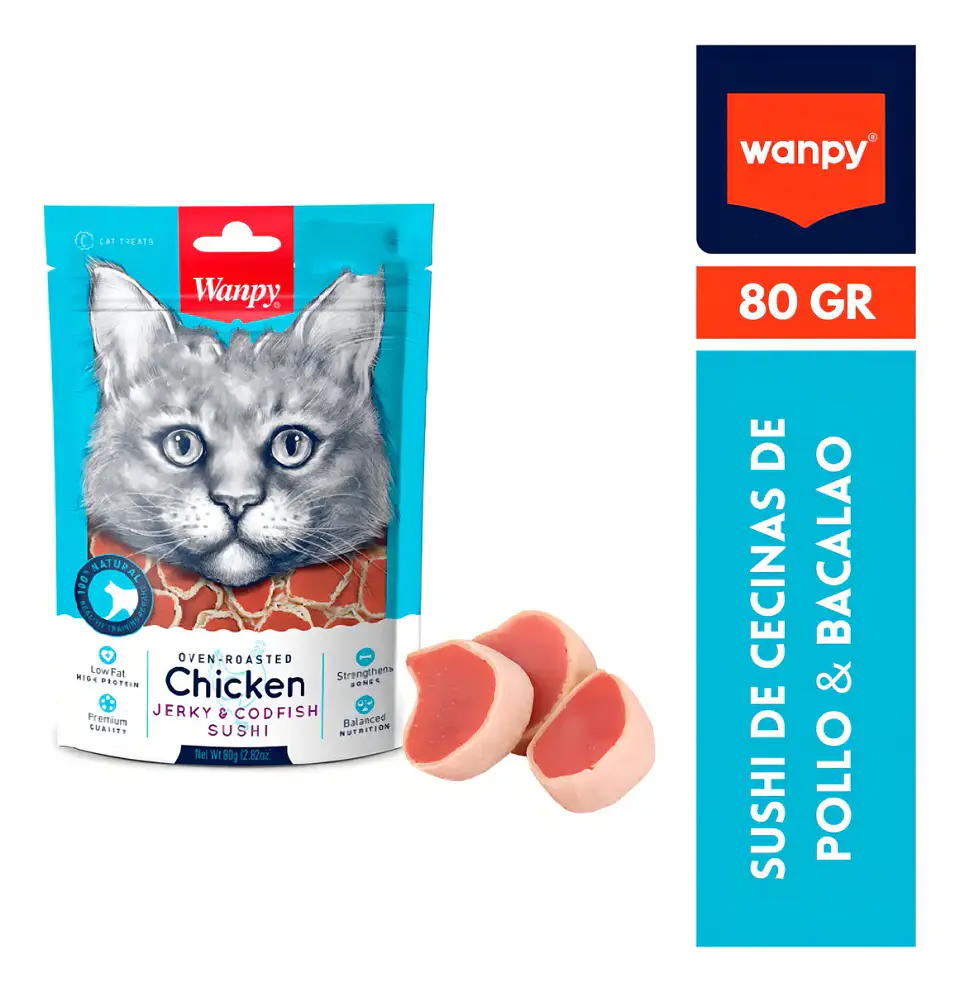 Wanpy Snack Pollo Chicken Codfish Sushi 80 G Para Gatos 2