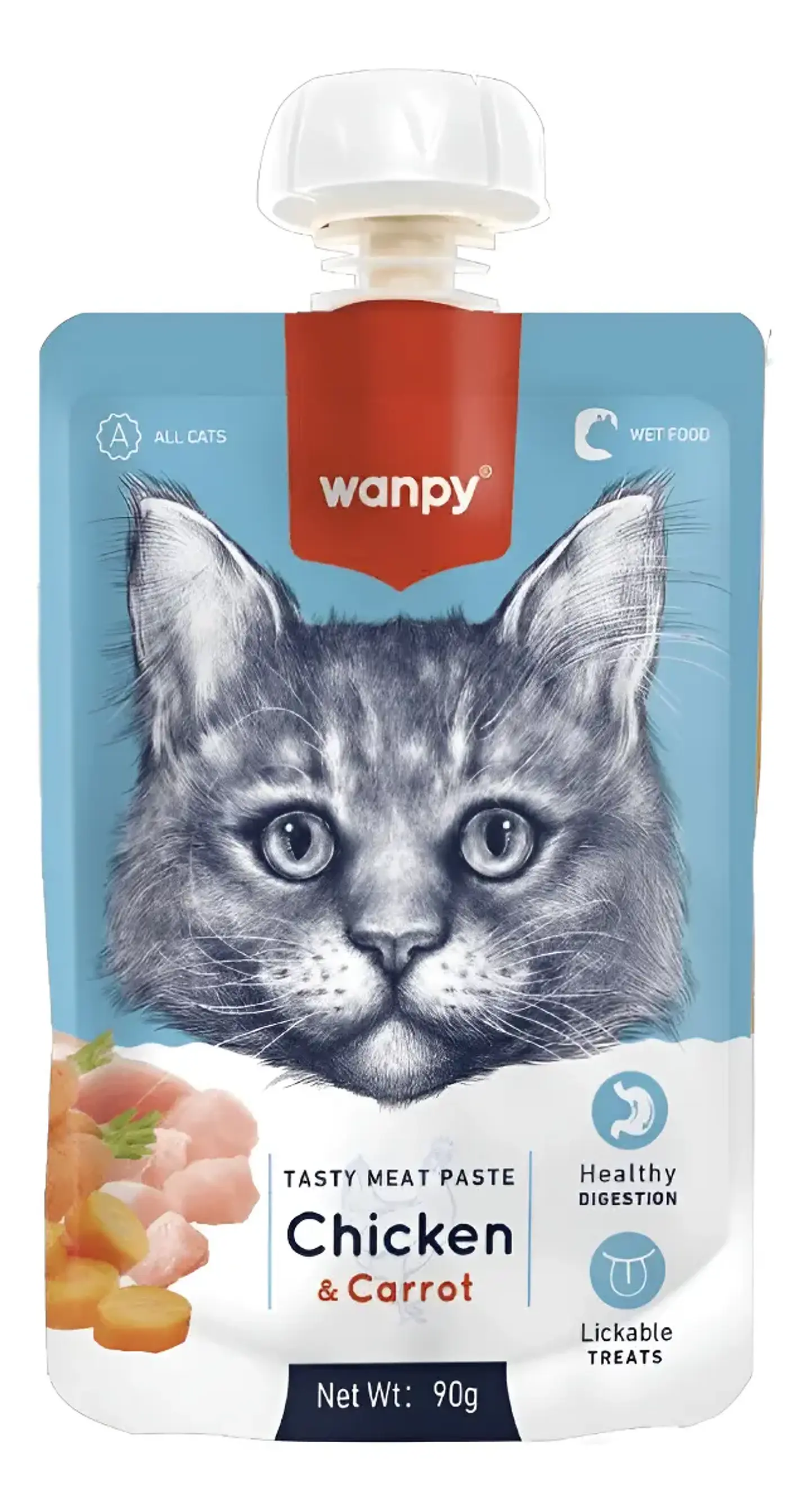 Wanpy Tasty Meat Paste Cat Chicken y Carrot 90 Gr 1