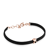 Pulsera estrecha de Acero IP negro y Plata Vermeil rosa con Onix