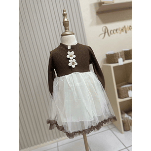 Vestido Doble Tul Marrón 