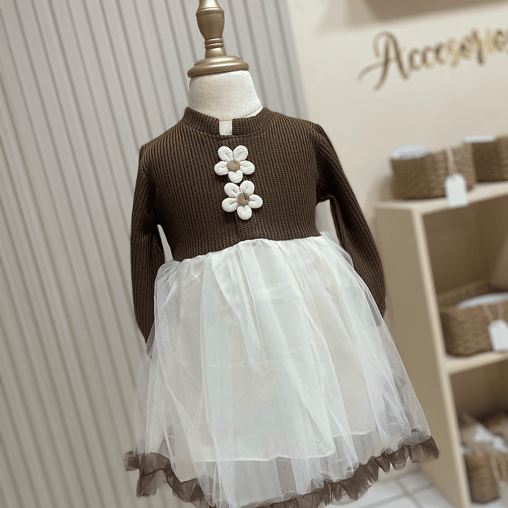 Vestido Doble Tul Marrón  1