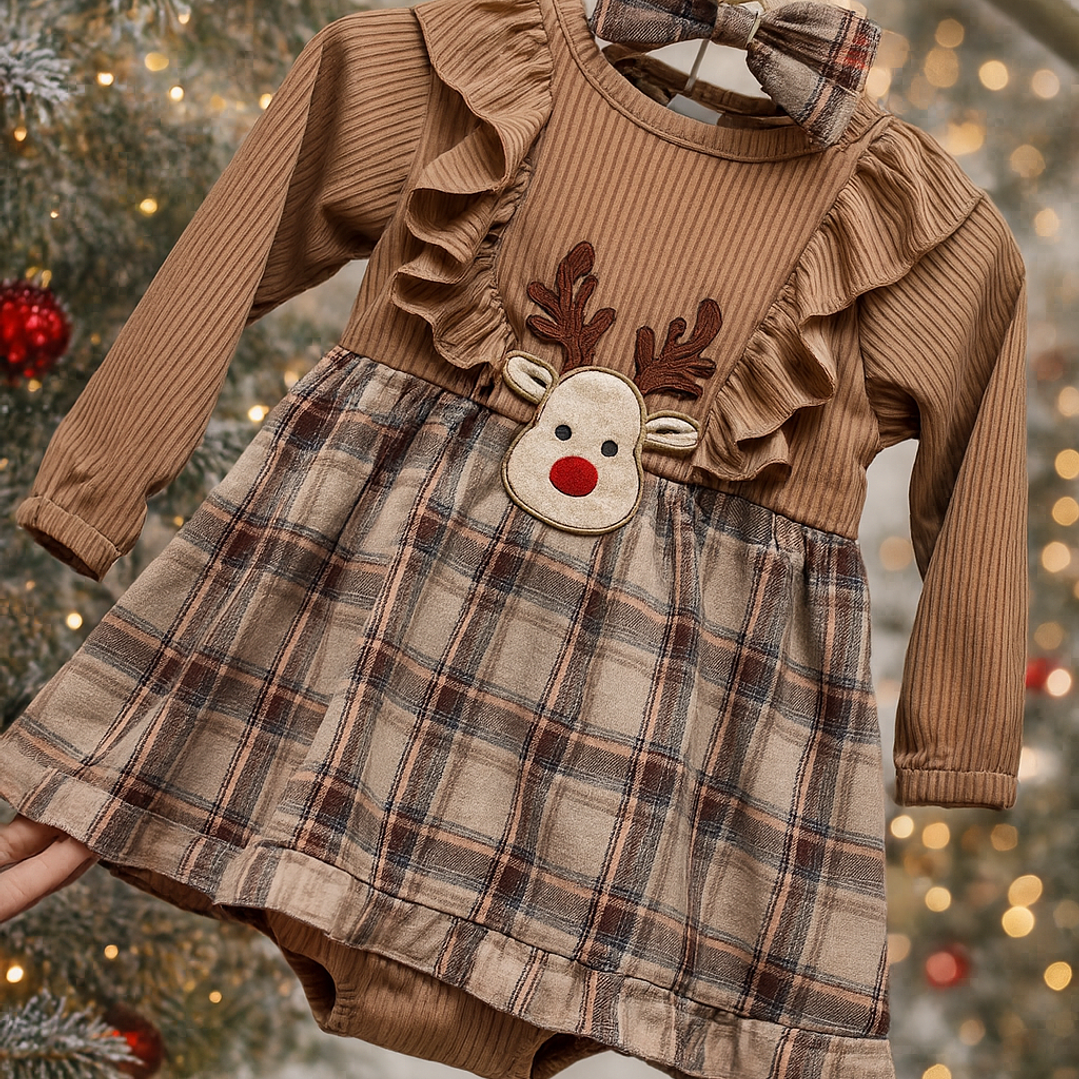 Vestido navideño - camel  1