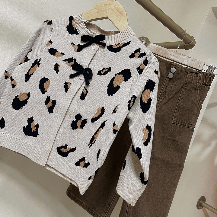 Jeans palazzo + cardigan print  1