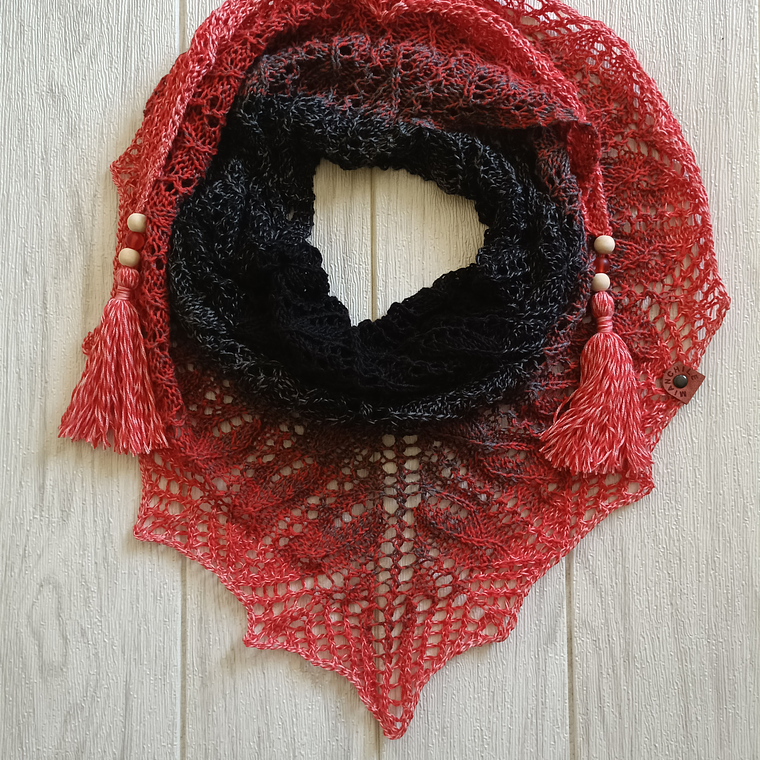 Cuello efecto encaje negro/rojo 1