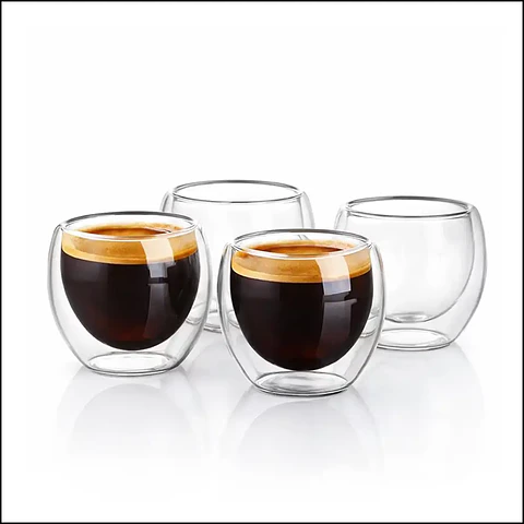 Set 4 vasos espresso doble pared de vidrio 80 ml