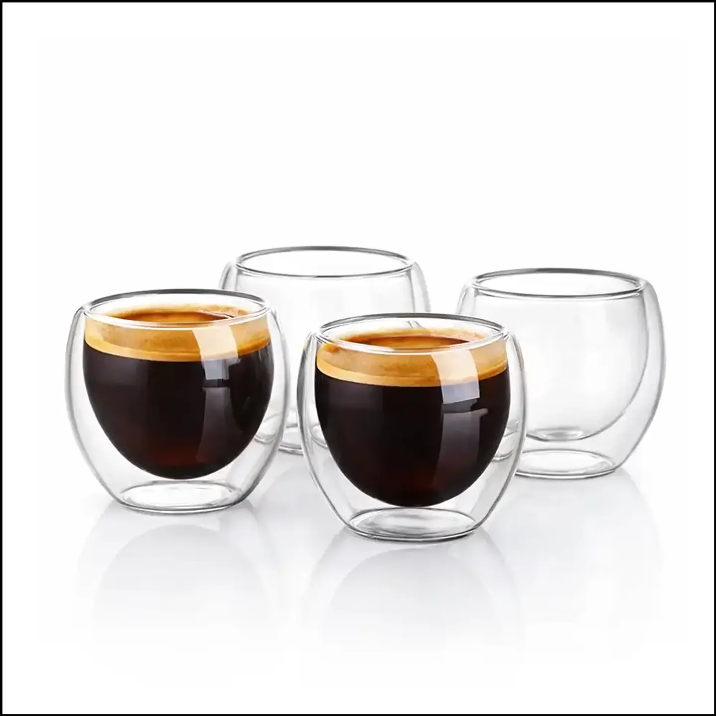 Set 4 vasos espresso doble pared de vidrio 80 ml 1