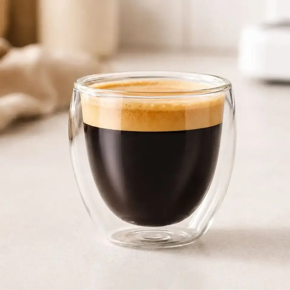 Set 4 vasos espresso doble pared de vidrio 80 ml 2