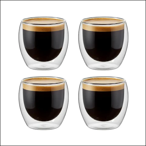 Set 4 vasos doble pared de vidrio 150 ml