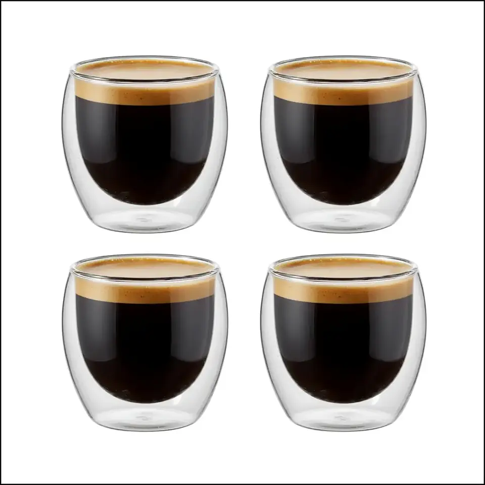 Set 4 vasos doble pared de vidrio 150 ml 1