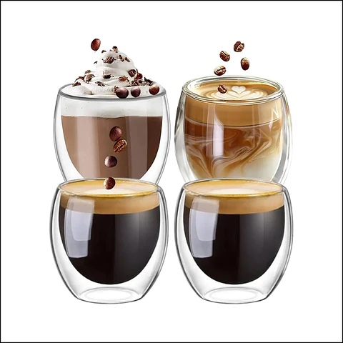 Set 4 vasos doble pared de vidrio 250 ml