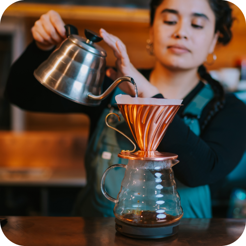 Preparación de café filtrado en Micelio