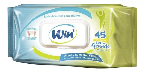 WIN TOALLAS HUMEDAS ADULTO X 45 UNIDADES