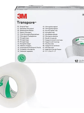 TELA TRANSPORE 2,5 CM X 9.1 MTS X 12 UNDS. MARCA 3M 1527-1