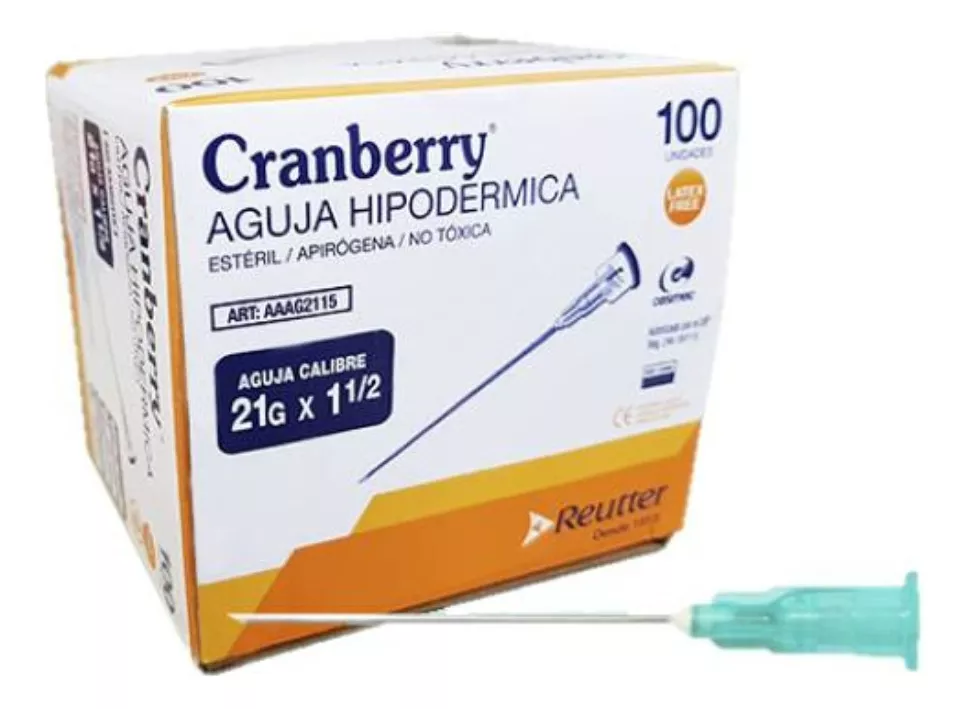 AGUJA HIPODERMICA 21G X 1 1/2 CAJA x 100