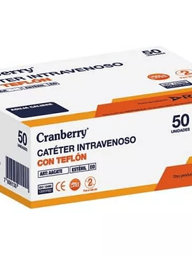 CATETER INTRAVENOSO 20G X 1 ? IN 32 MM 50 UNIDADES CRANBERRY