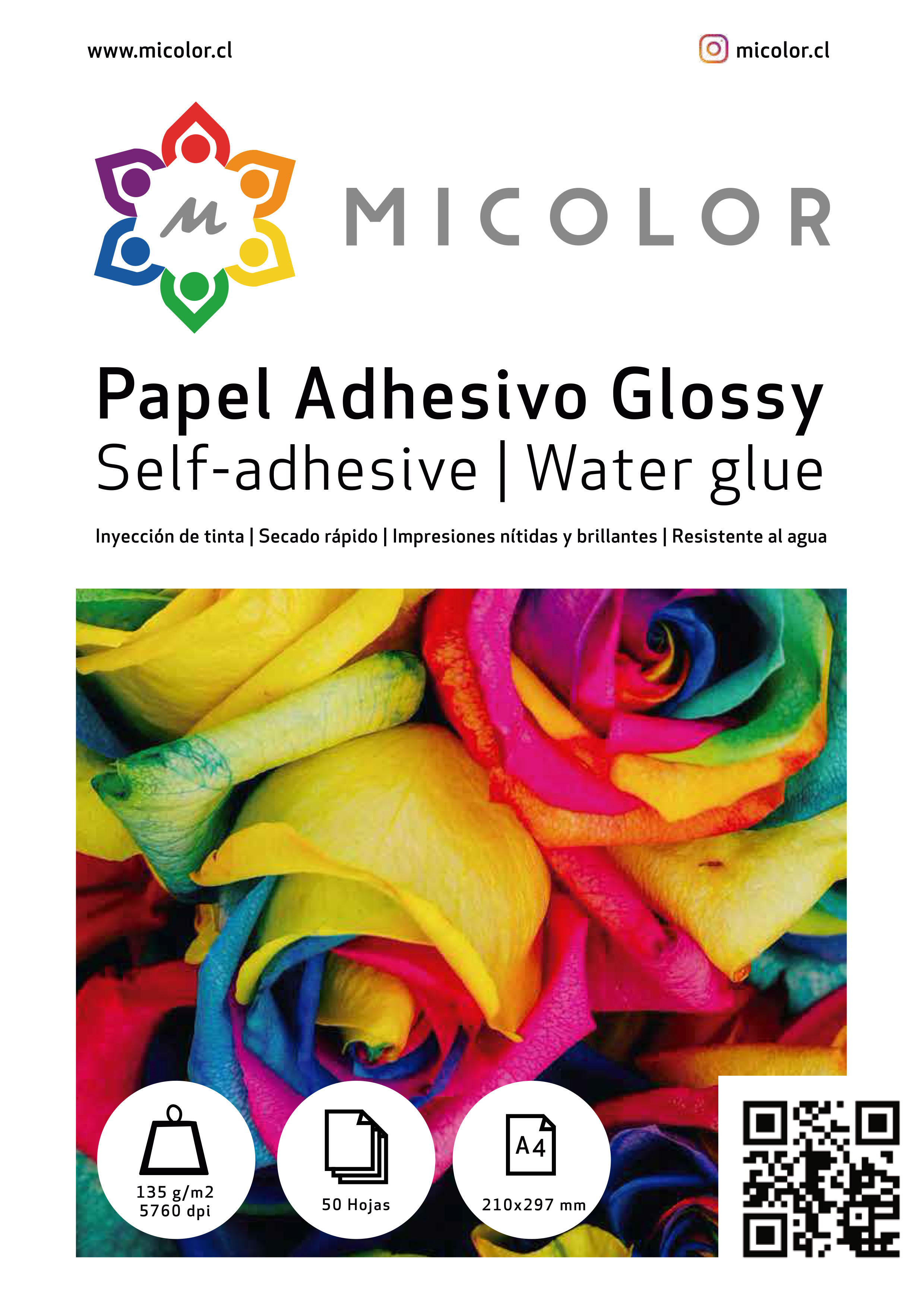 Papel Adhesivo Brillante 135g / 1000 hojas (Antioxido) (20 resmas)