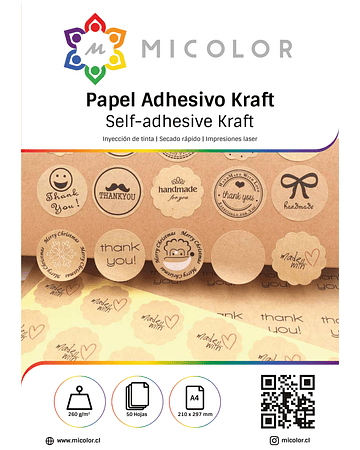 Papel Adhesivo Kraft imprimible A4 200 gr 50 hojas 