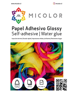 Papel Adhesivo Brillante Antioxido A3+ (329x483 mm) 135g  20 hojas 