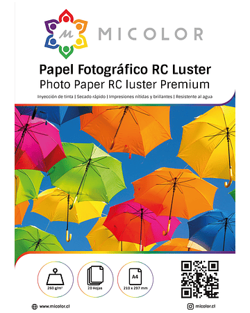 Papel Fotografico Premium RC Luster  A4 260 g 20 hojas 