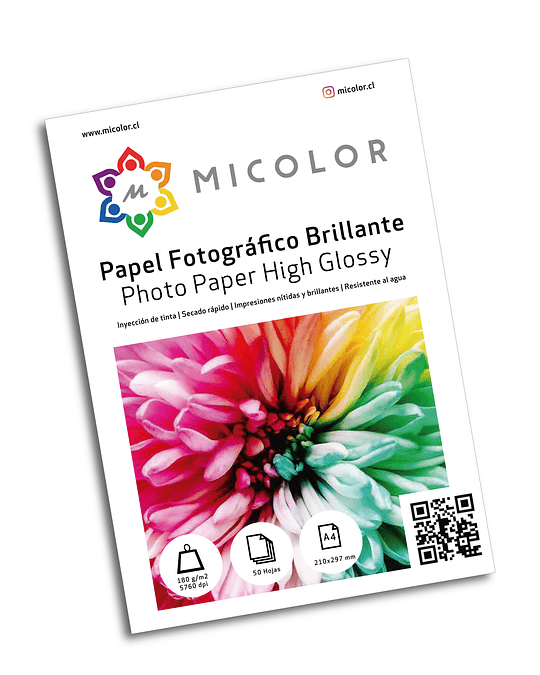 Papel Fotografico brillante A4 180 g  50 hojas   