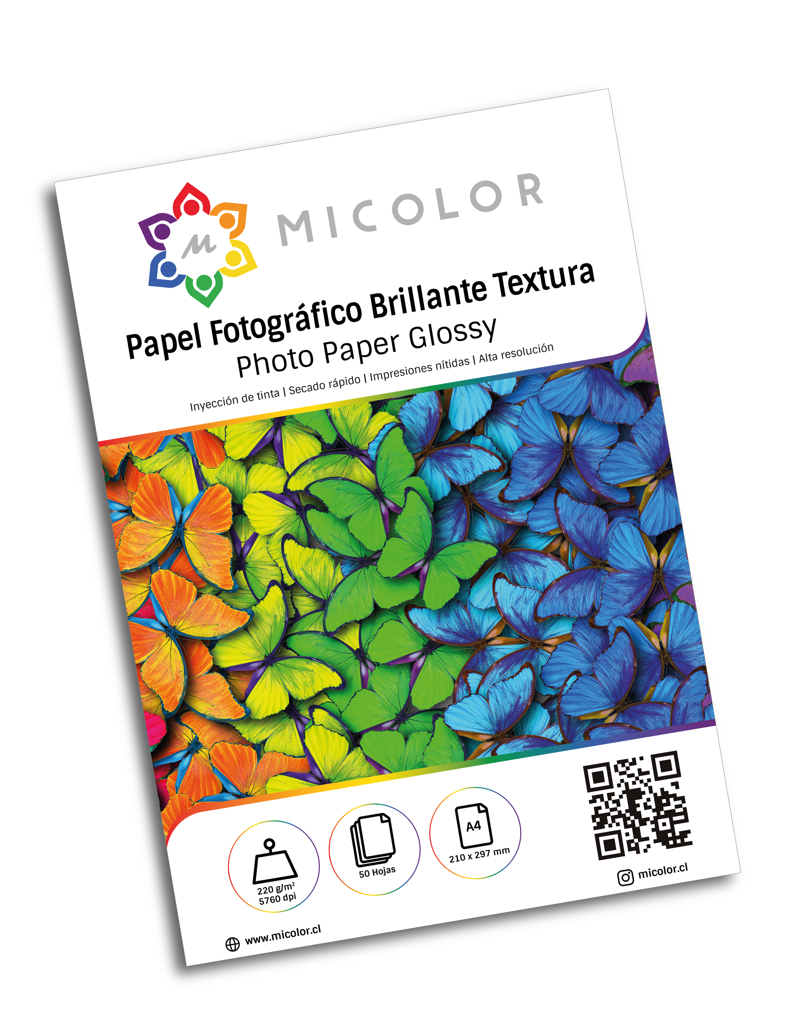 Mix Papel Brillante 4 Texturas A4 220g 40 hojas