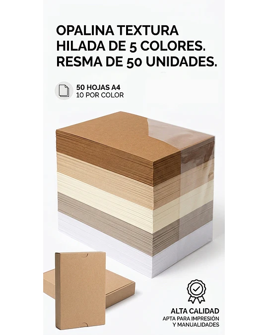 Opalina Hilada Mix  CARTA 200 g | Pack de 5 Colores en Resma de 50 Hojas