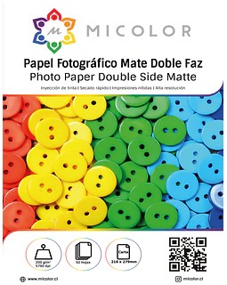 Papel Carta Fotografico Doble faz Mate  200g 50 hojas (Opalina Fotografica)