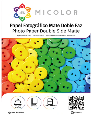Papel Carta Fotografico Doble faz Mate  200g 50 hojas (Opalina Fotografica)