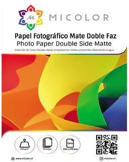 Papel Carta Fotográfico Doble faz Mate  250g 50 hojas (Opalina Fotografica)