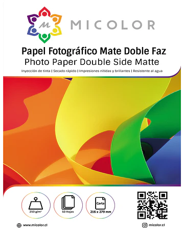 Papel Carta Fotográfico Doble faz Mate  250g 50 hojas (Opalina Fotografica)