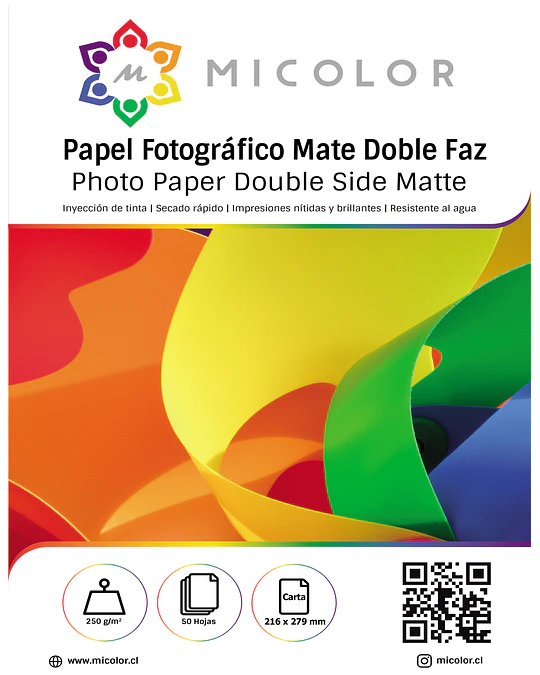Papel Carta Fotográfico Doble faz Mate  250g 50 hojas (Opalina Fotografica)