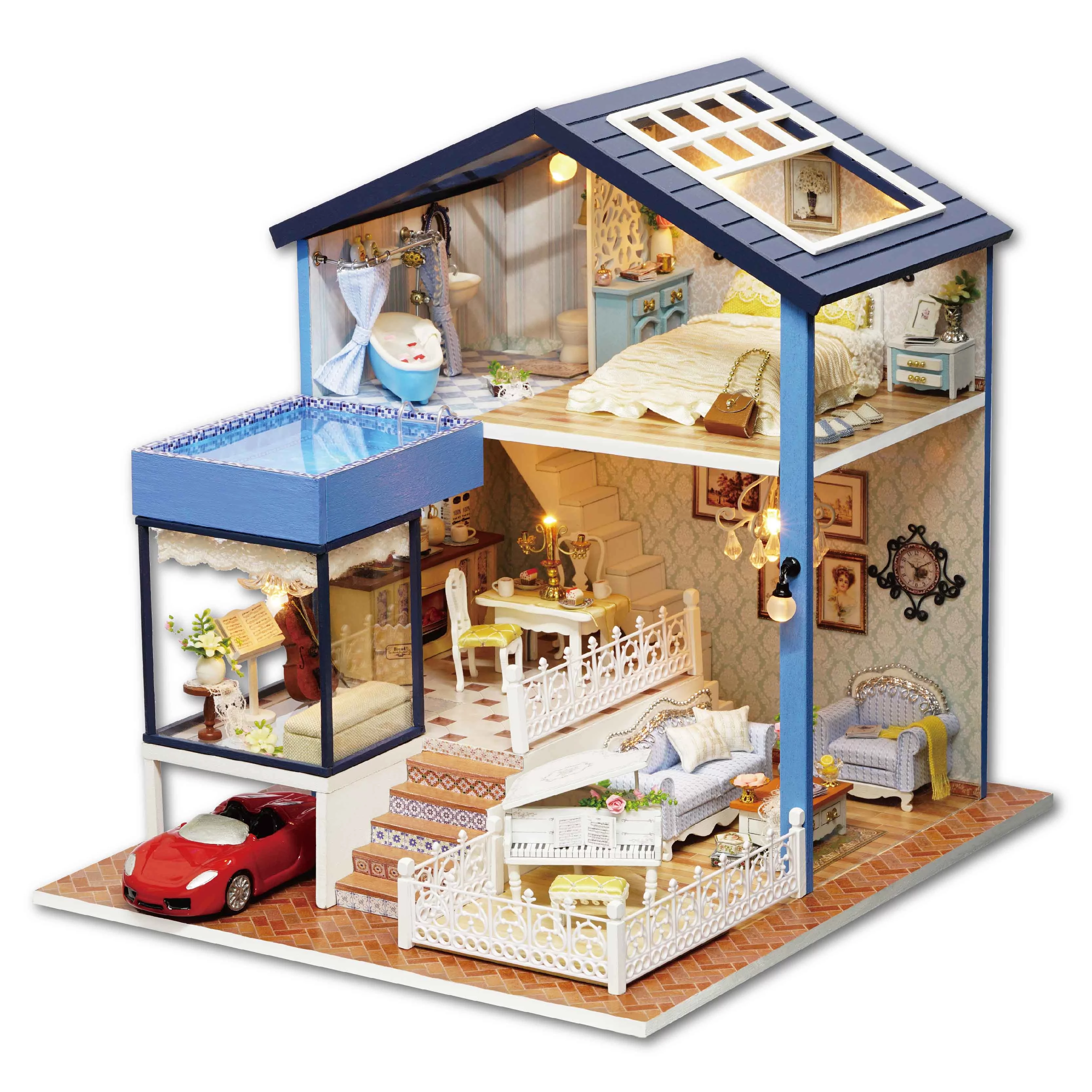 Casa de muñecas modelo piscina
