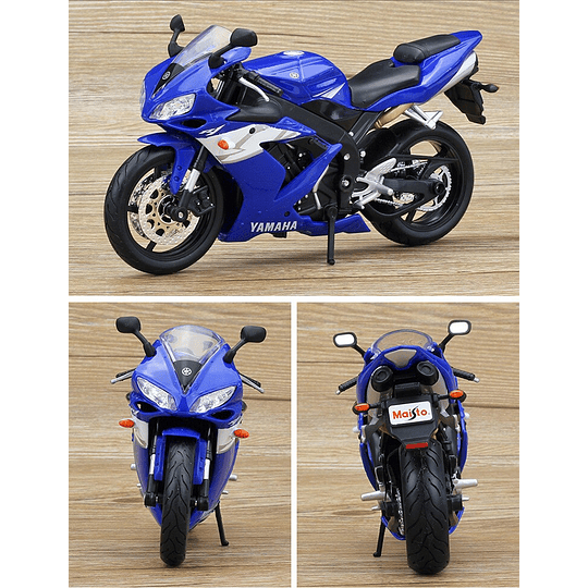 Motocicleta de carrera Yamaha YZF R1  (Azul) Escala 1/12