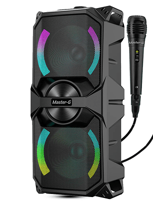 Master-G Parlante Karaoke Bluetooth Luxor 6,5” X2 con Micrófono