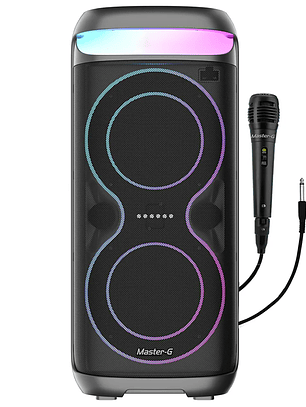 Master-G Parlante Bluetooth Karaoke Champion 6,5” X2 con Micrófono