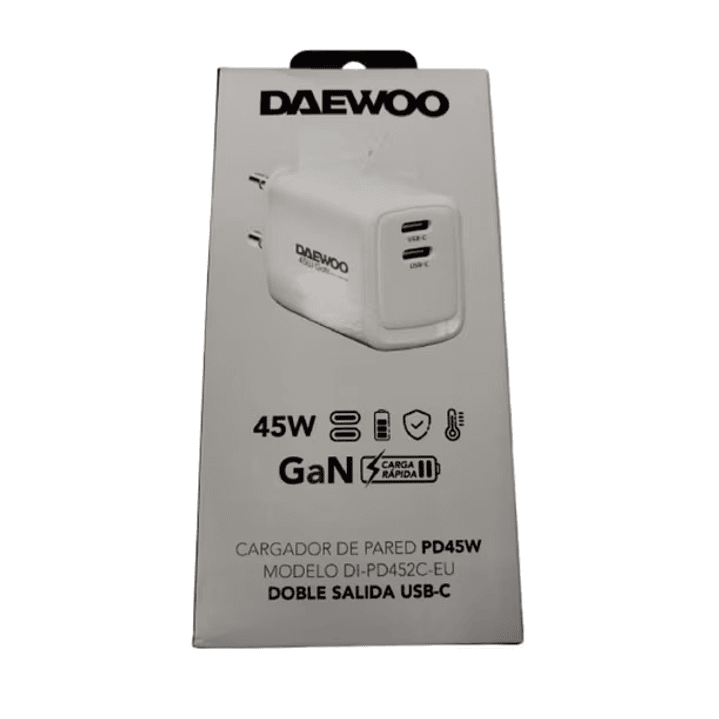 DAEWOO CARGADOR DE PARED 45W CARGA DUAL ULTRARRAPIDA  2