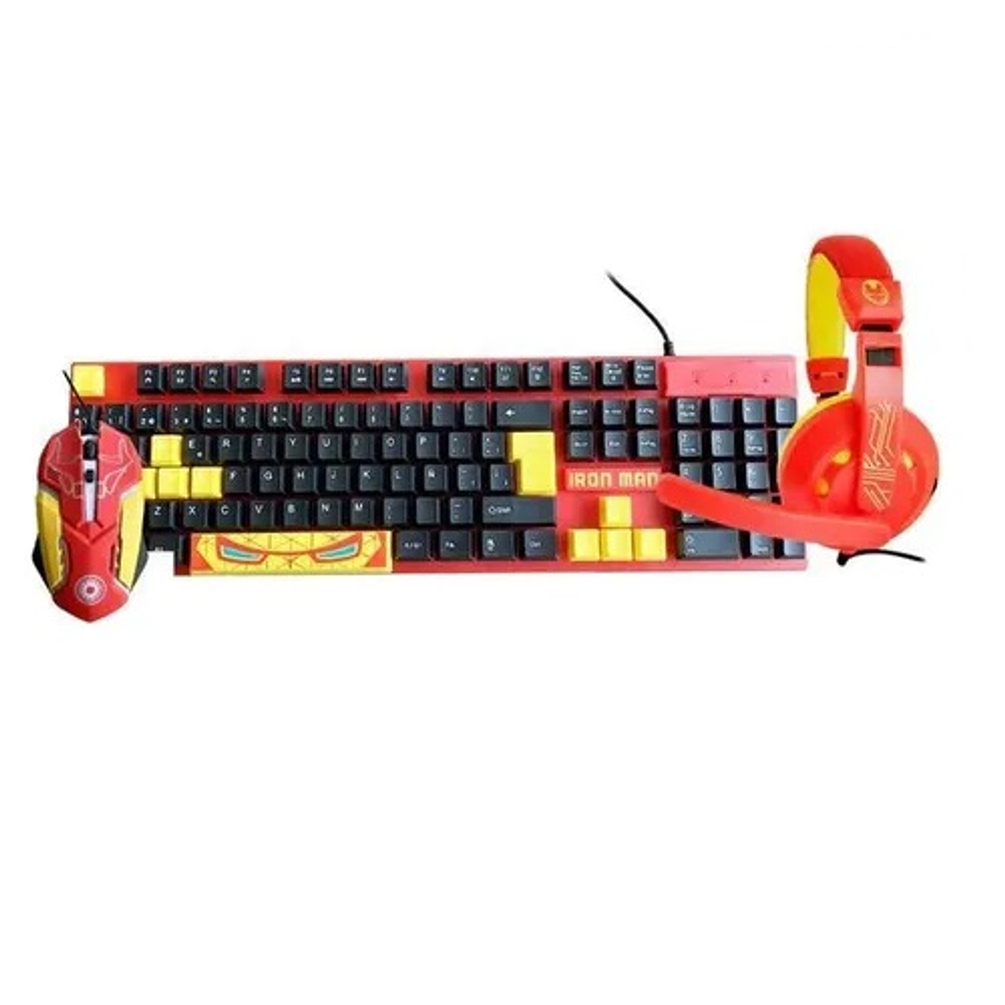 Kit Gamer Marvel Iron Man 3 En 1 Teclado+mouse+audifonos 2
