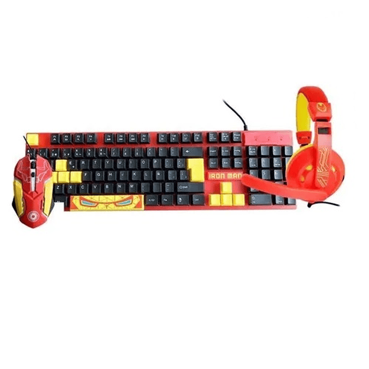 Kit Gamer Marvel Iron Man 3 En 1 Teclado+mouse+audifonos 2