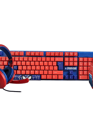 Kit gamer spiderman 3 en 1 teclado Mouse Audifono.