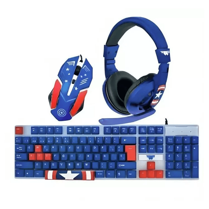 Kit Gamer Capitan Amarica 3 En 1 Teclado Audifonos Mouse 1