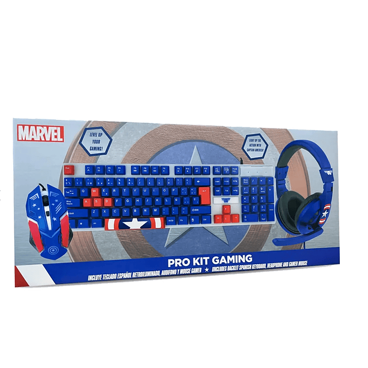 Kit Gamer Capitan Amarica 3 En 1 Teclado Audifonos Mouse 2