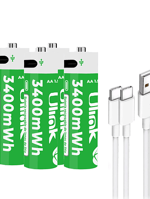 Pilas 4x AA con carga USB C de 3400mWh Mod. UL-BAT2A4